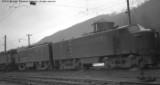 General Electric experimental, straight AC, 2500hp B-B electric locomotives at Skykomish, WA. Built&nbsp; in 1952, 2 units were leased to the GN as demonstrators, but were purchased by PRR in 1953, joining their class E2B. Stevenson Collection, GNRHS Archives.