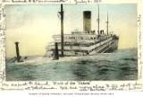 Great Northern steamship &quot;Dakota&quot; wrecked just off Yokohama, Japan, July 6, 1907, after striking a reef July 3. Passengers and cargo were evacuated before she sank, returning to the US aboard Japanese steamship Hakuai. UW Special Collections.