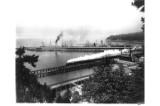 Oriental Limited passing steamships Minnesota &amp; Dakota at the Great Northern dock, Smith Cove, Seattle, in 1905. UW Special Collections.